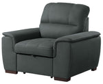 Andes Gray Fabric Chair with Pull-Out Ottoman