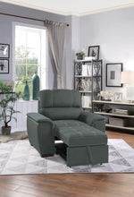 Andes Gray Fabric Chair with Pull-Out Ottoman