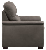 Andes Taupe Fabric Chair with Pull-Out Ottoman