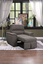 Andes Taupe Fabric Chair with Pull-Out Ottoman