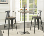 Angelino 2 Matte Black Metal Bar Stools with Dark Elm Seat