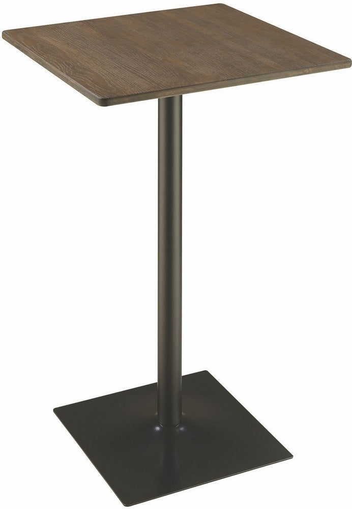 Angelino Matte Black Metal Bar Table with Dark Elm Wood Top