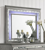 Antares Light Gray Oak Wood Dresser Mirror with LED