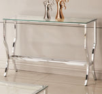 Saide Contemporary Clear Glass/Chrome Finish Sofa Table