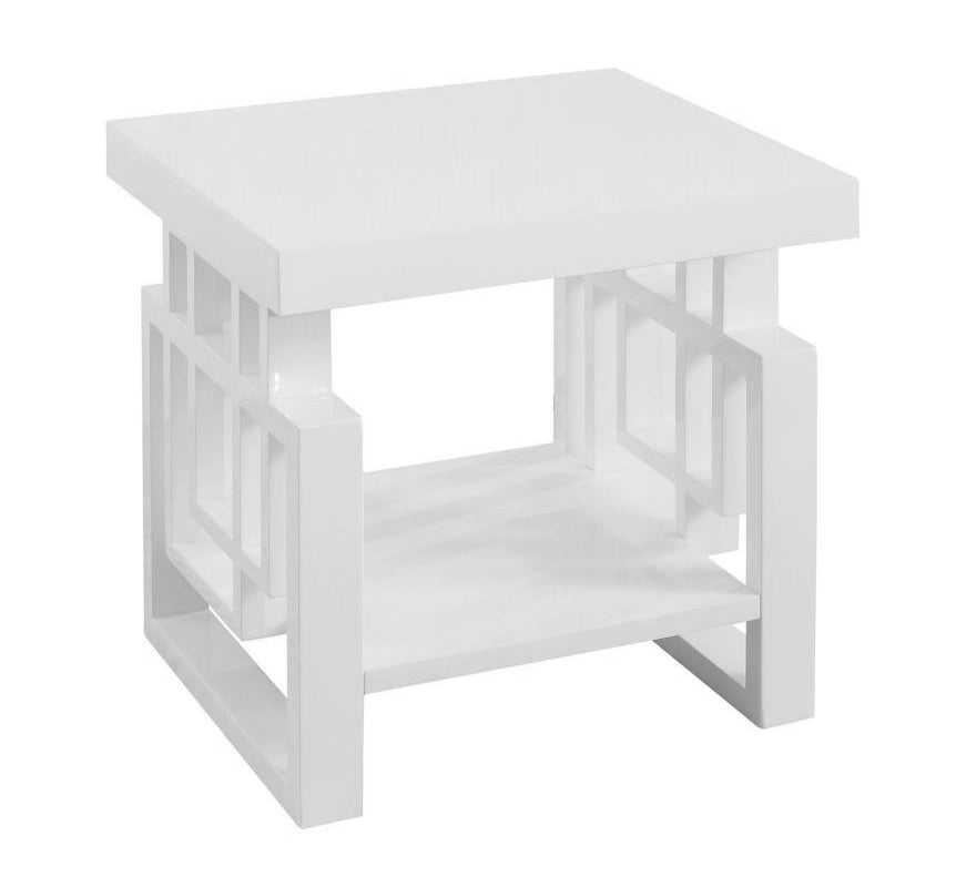 Apolonia High Glossy White Wood End Table