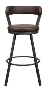 Appert 2 Brown Vinyl/Dark Gray Metal Pub Chairs