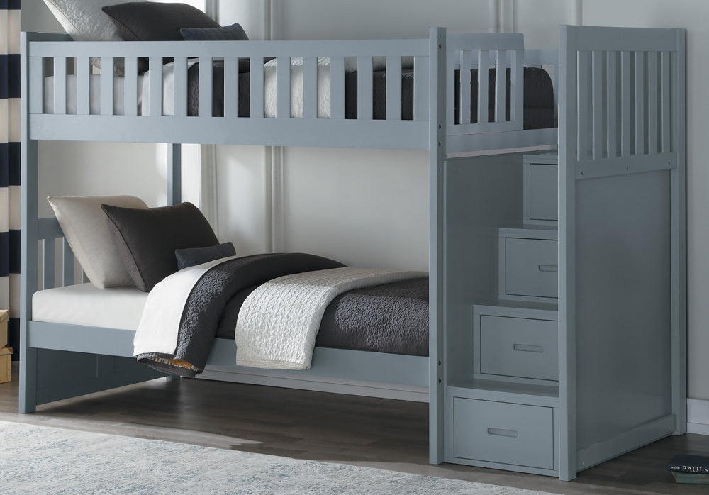 Orion Gray Wood Twin Bunk Bed w/Reversible Sep Storage