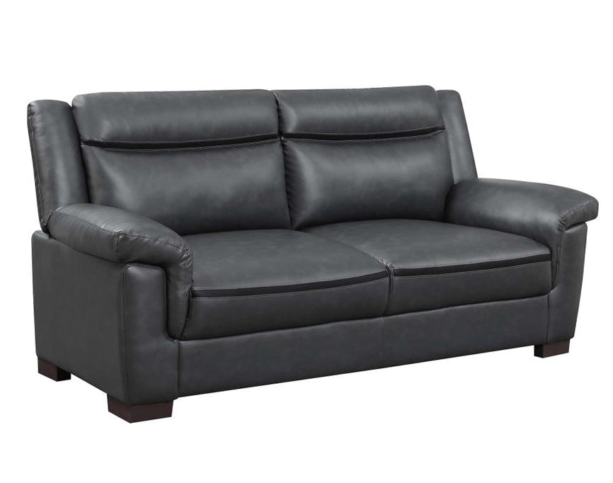 Arabella Contemporary Grey Leatherette 2-Seat Sofa