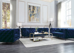 Atronia Blue Fabric Button Tufted Chair