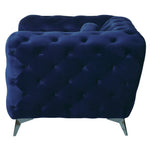 Atronia Blue Fabric Button Tufted Sofa