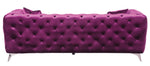 Atronia Purple Fabric Button Tufted Sofa