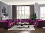 Atronia Purple Fabric Button Tufted Sofa