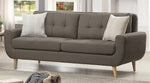 Deryn Gray Fabric 2-Seat Sofa with Curved Arms