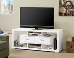 Aurora White Wood TV Stand with 2 Drawers