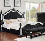 Azha Glam Black Fabric/Wood Cal King Bed