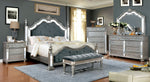 Azha Glam Gray Fabric/Silver Wood Cal King Bed