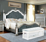 Azha Glam Gray Fabric/Silver Wood King Bed