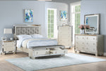 Bahar Silver Wood Cal King Bed w/Drawers & Mirrored Panels