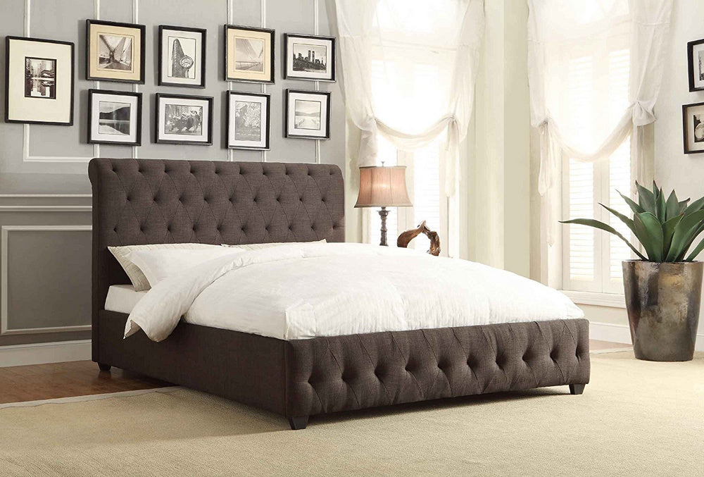 Baldwyn Dark Gray Fabric King Bed