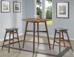 Barra 2 Natural Walnut Wood Bar Stools with Grey Seat