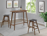 Barra 2 Natural Walnut Wood Bar Stools with Grey Seat