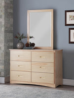 Bartly Natural Wood 6-Drawer Dresser