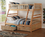 Bartly Natural Wood Twin/Full Bunk Bed with Storage