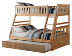 Bartly Natural Wood Twin/Full Bunk Bed with Trundle