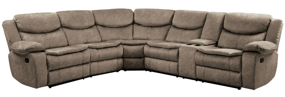 Bastrop 3Pc Brown Fabric Manual Recliner Sectional Sofa