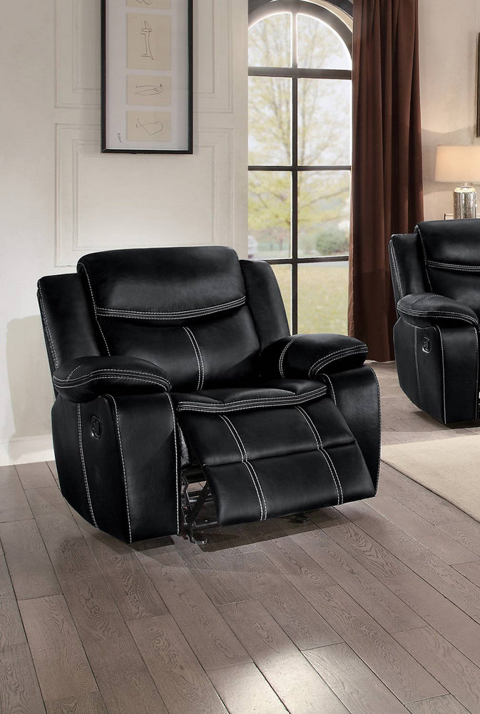 Bastrop Black Leather Gel Match Manual Glider Recliner