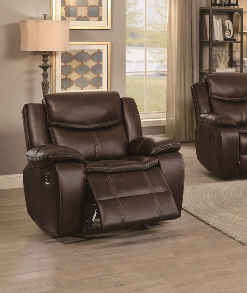 Bastrop Brown Leather Gel Match Manual Glider Recliner