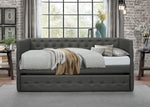 Batavia Dark Gray Fabric Twin Daybed with Trundle