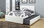 Beatriz White Faux Leather Full Bed with Twin Trundle