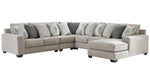 Ardsley 5-Pc Pewter Fabric RAF Sectional Sofa