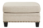 Claredon Contemporary Linen Fabric Ottoman