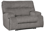 Coombs Charcoal Fabric Wide Seat Power Recliner