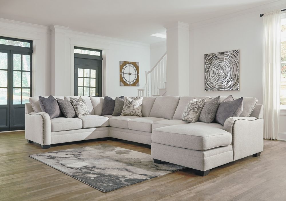 Dellara 5-Pc Chalk Fabric Sectional Sofa with RAF Chaise