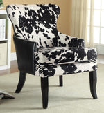 Benigna Black & White Cowhide Print Fabric Accent Chair