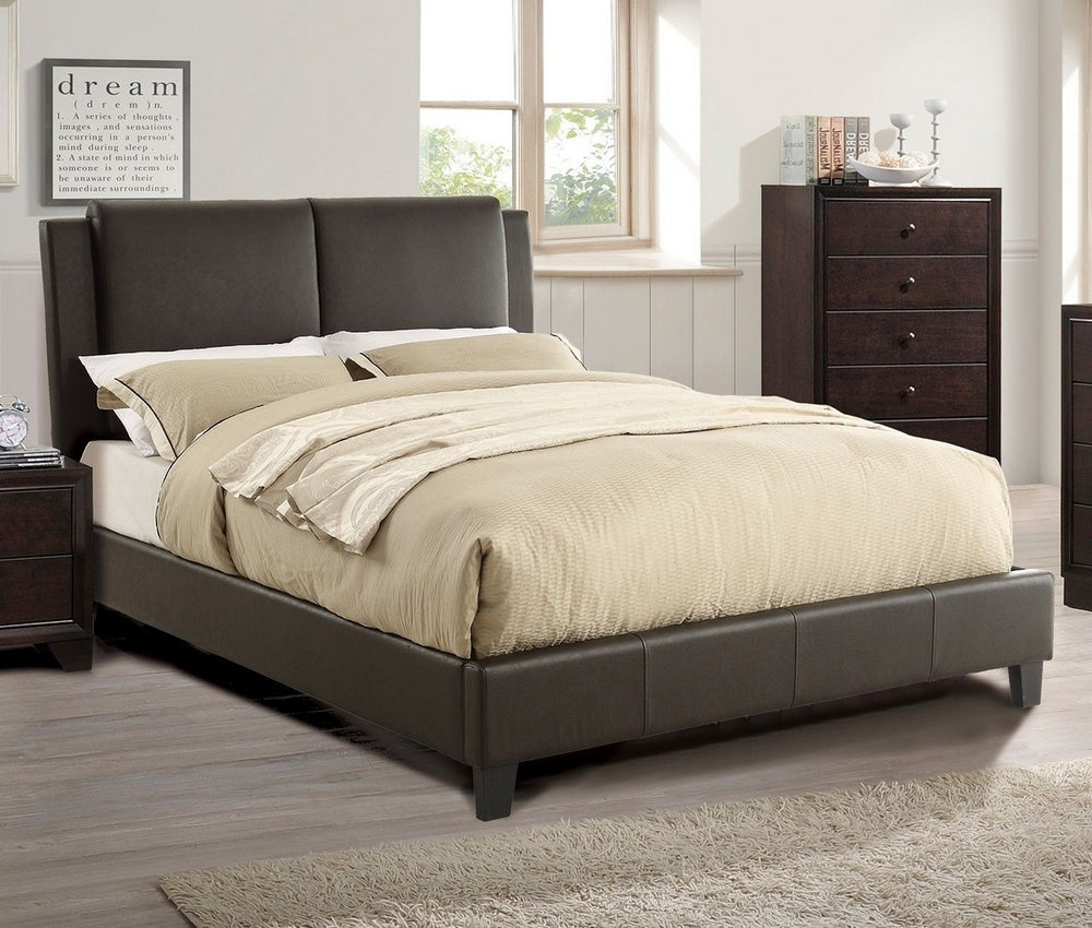 Bettina Brown Faux Leather Queen Bed