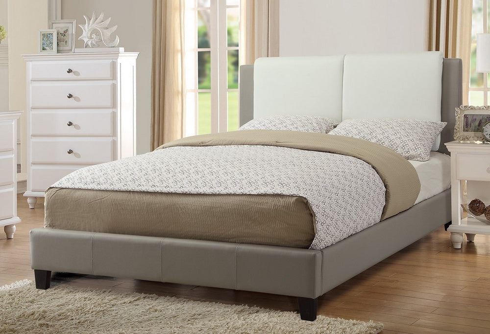 Bettina White/Gray Faux Leather King Bed