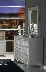 Bevelle Modern Silver Wood Frame Dresser Mirror