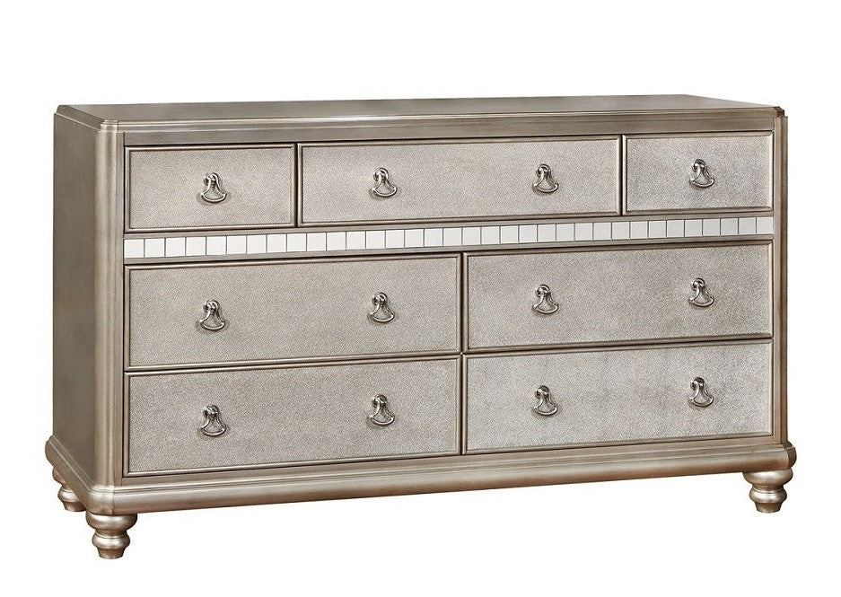 Bling Game Metallic Platinum Wood 7-Drawer Dresser