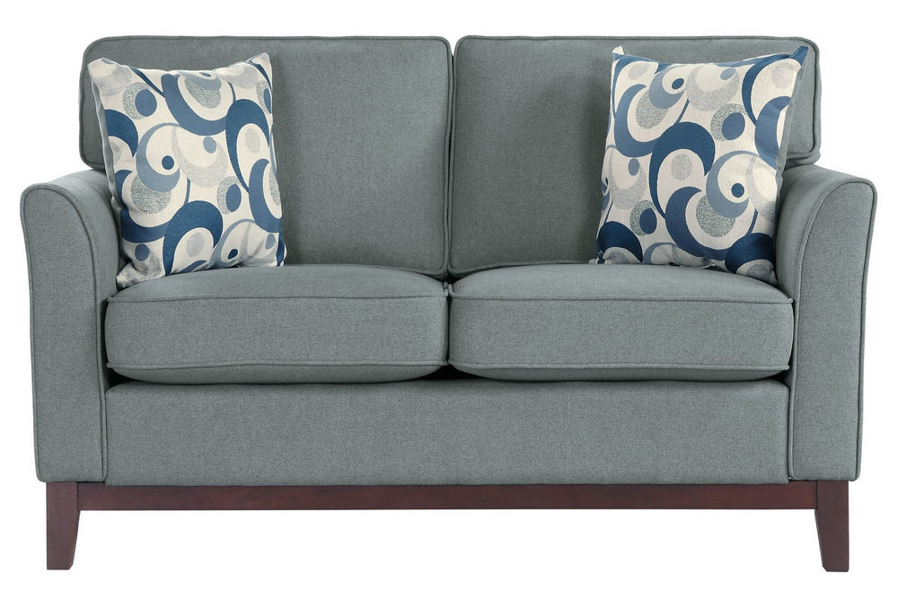 Blue Lake Gray Fabric Loveseat with 2 Pillows