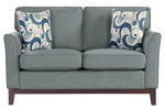 Blue Lake Gray Fabric Loveseat with 2 Pillows