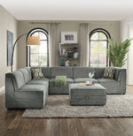 Bois Gray Velvet Ottoman with Storage