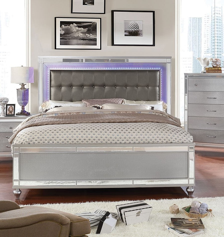 Brachium Dark Gray/Silver Cal King Panel Bed