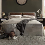 Brancaster Aluminum/Top Grain Leather Queen Bed with Storage