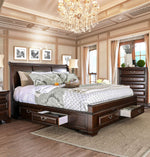 Brandt Brown Cherry Wood King Bed with Storage