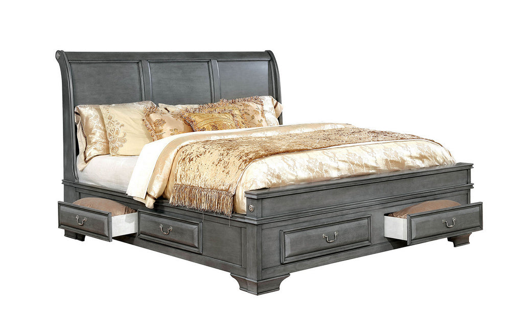 Brandt Gray Wood King Bed with Storage