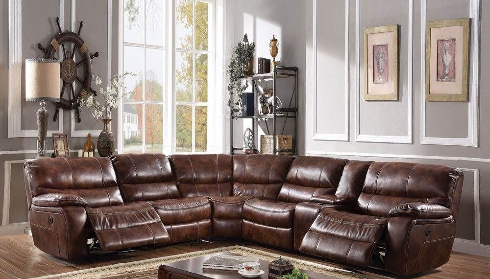 Brax 2-Tone Brown Leather Gel Power Recliner Sectional Sofa